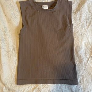 Athleta Brown Sleeveless Ribbed Muscle Tank